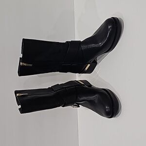 Vince Camuto Wethima Black Leather Moto Biker Boots 6